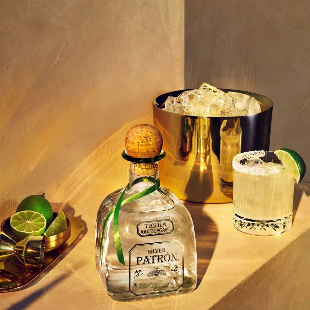 A margarita served with lime and a salted rim