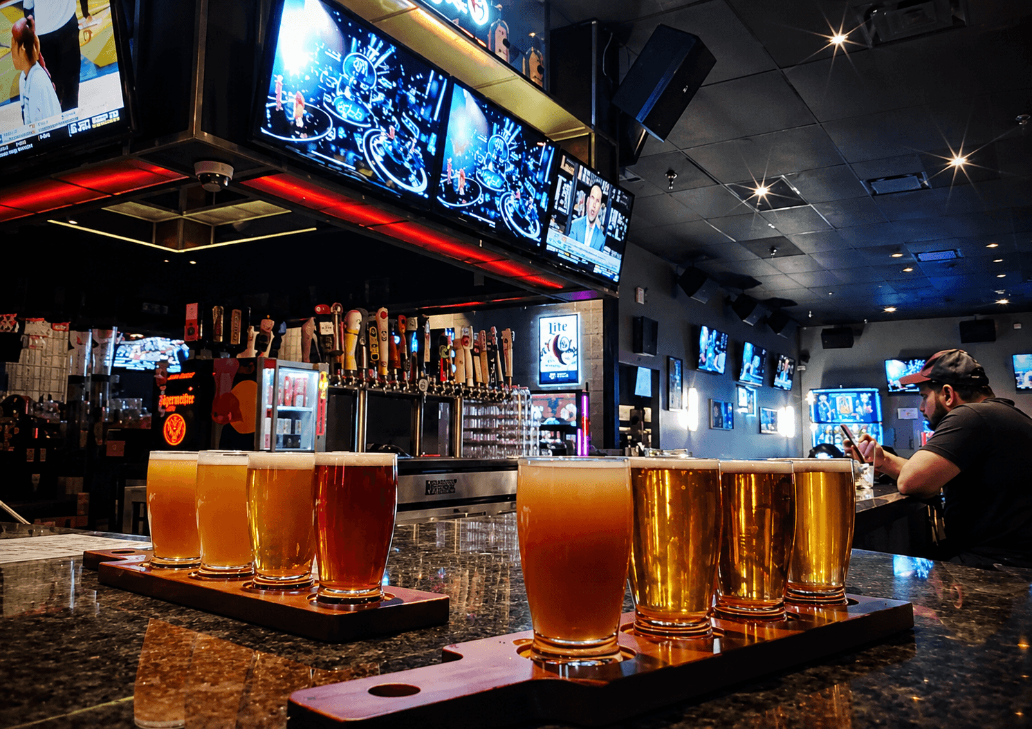 Home Bar Chicago interior with HD screens